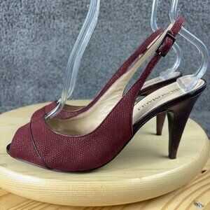 Bruno Magli Heels Womens Size 7.5 Leather Red Peep Toe Slingback Made in Italy